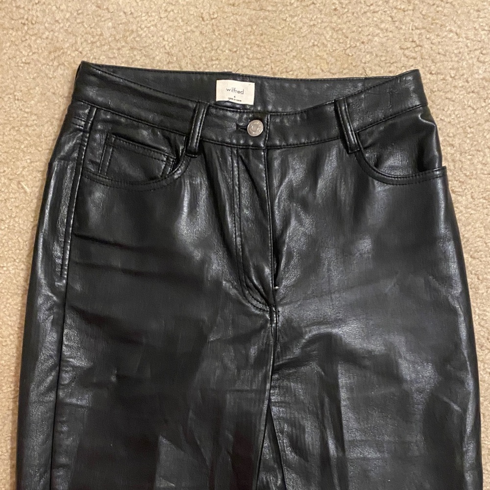 Wilfred Faux Leather Black Wide Leg Pants